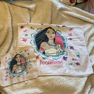 Vintage Disney Pocahontas Towel Set Cannon 1990s Washcloth & Bath Towel Fandom